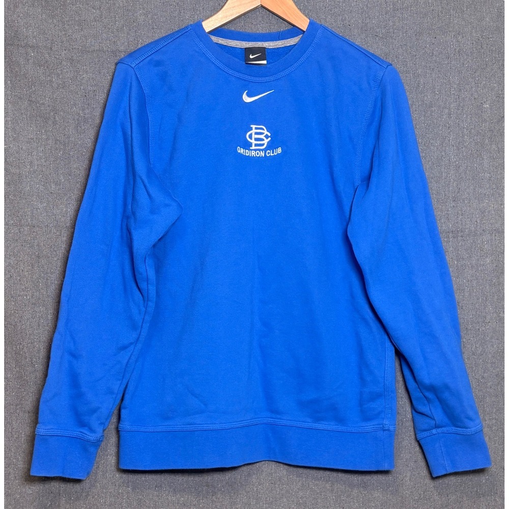 Nike BC Gridiron Club Crewneck Sweatshirt Blue Mens Sz Small